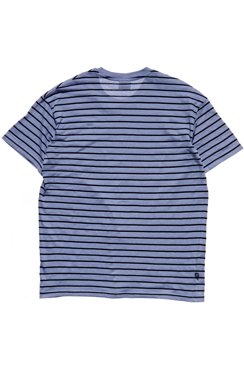 Blue Stussy Kalorama Stripe SS Men's T Shirts | CTN-043269