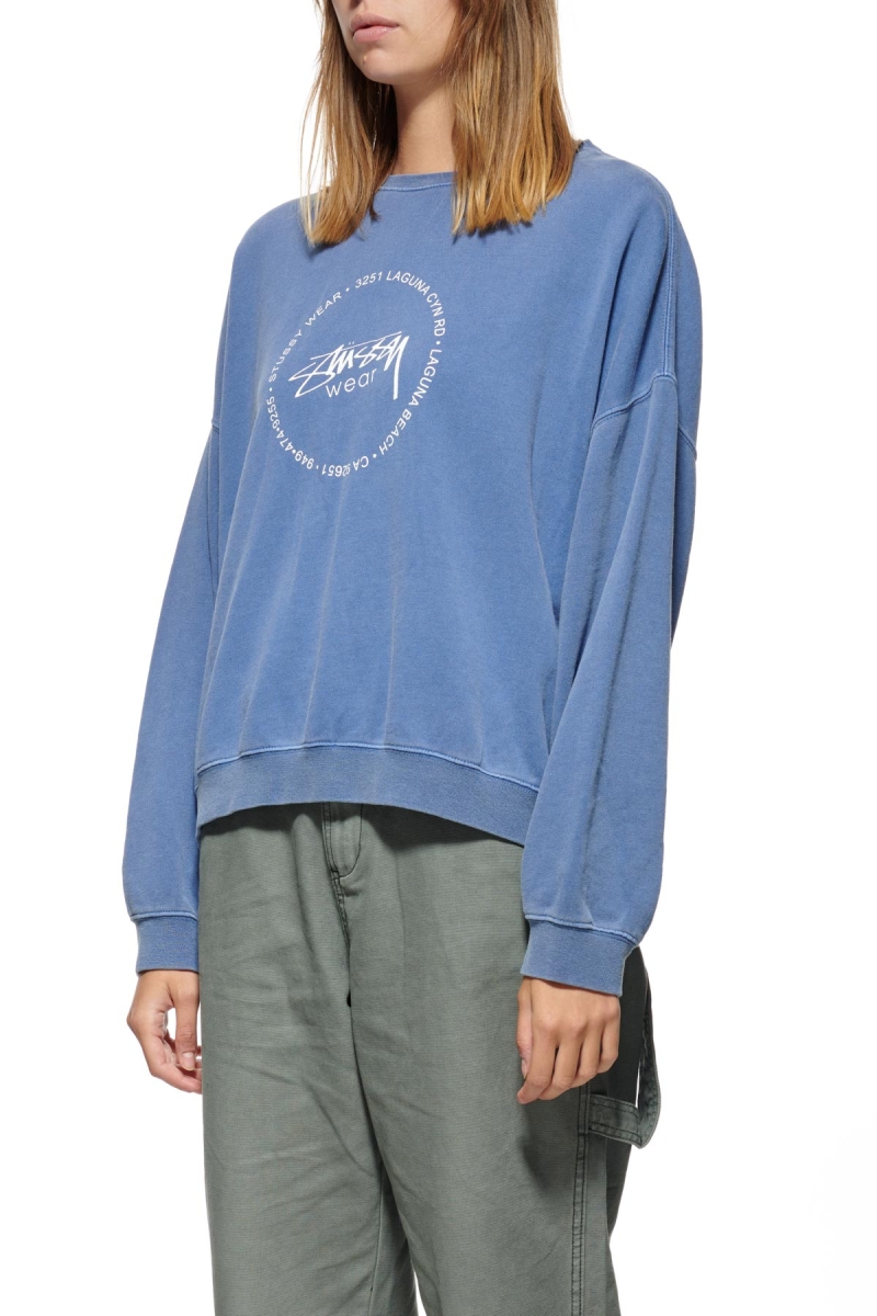 Blue Stussy Laguna Overdyed Marle Crew Women's Sportswear | TGS-964021