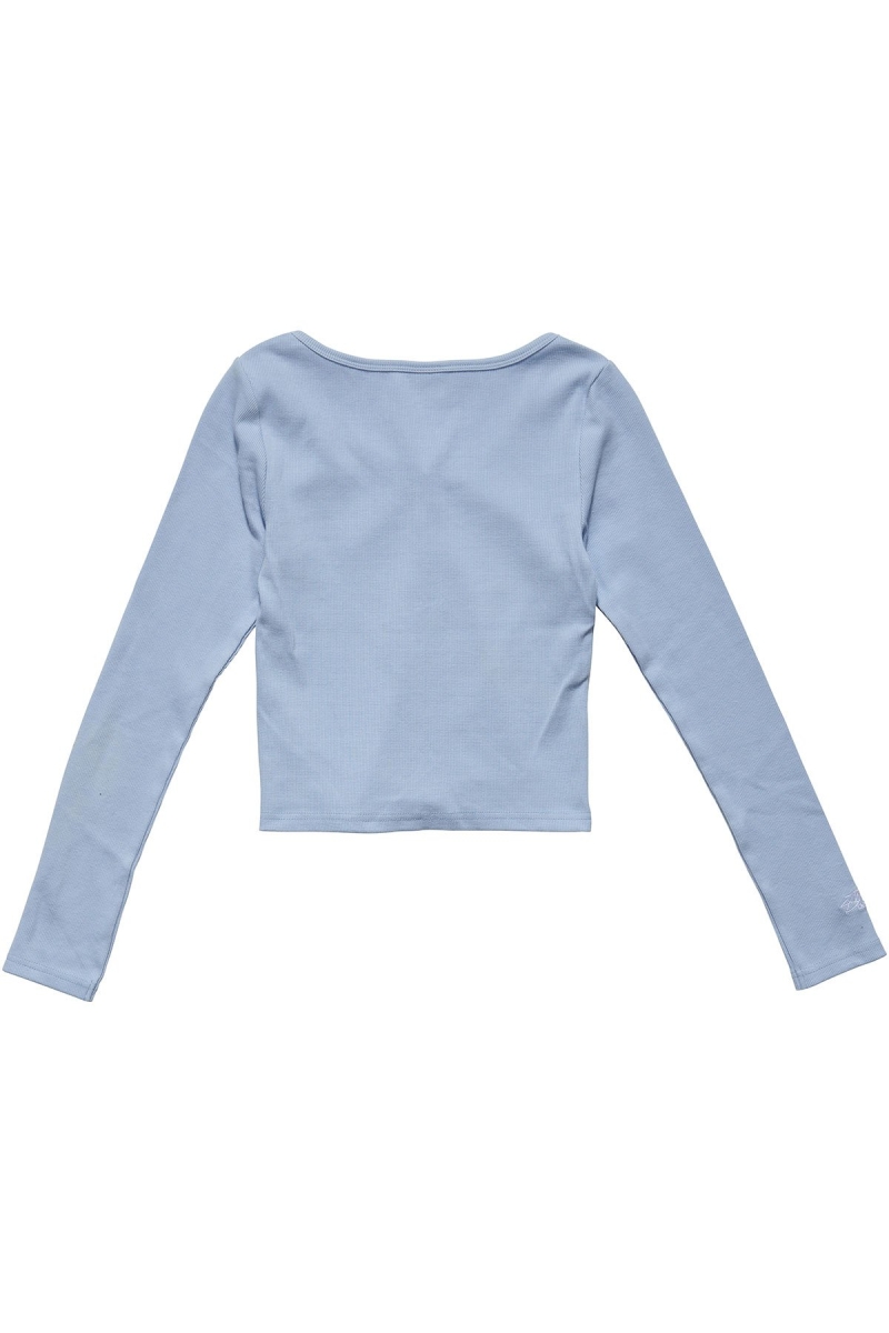 Blue Stussy Mission Rib Button Through Women's Sweatshirts | LIF-842935