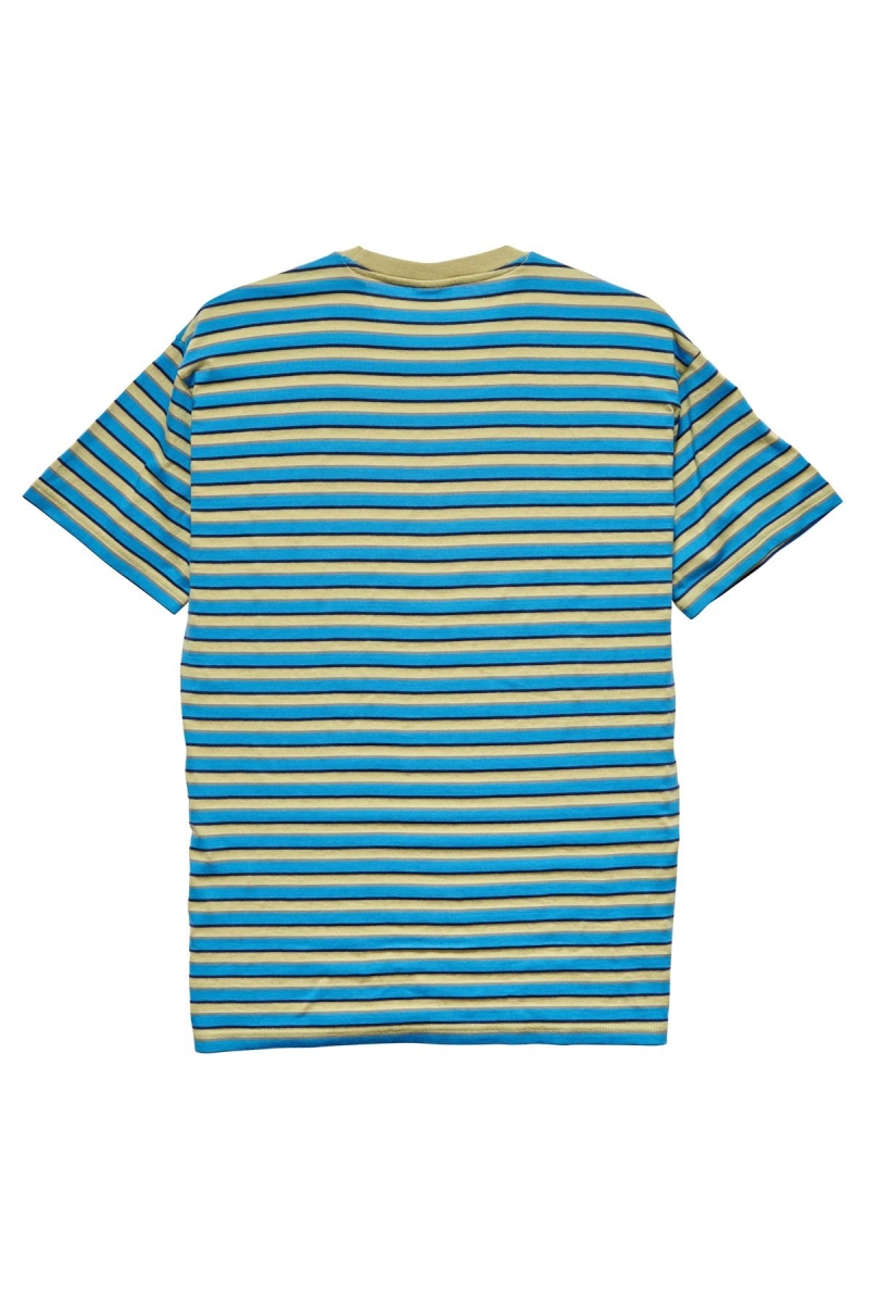 Blue Stussy Morning Stripe SS Men's T Shirts | QXF-421596