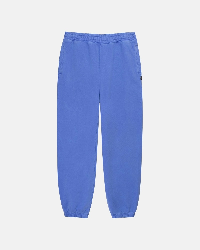 Blue Stussy Pigment Dyed Men\'s Fleece Pants | MQW-415092