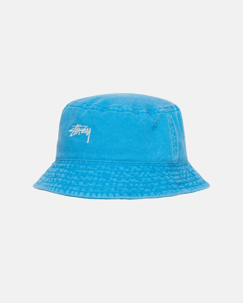 Blue Stussy Washed Stock Men's Bucket Hats | NRA-256417