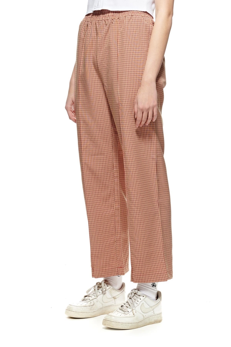 Brown Stussy Airlie Check Women's Track Pants | QZN-238704