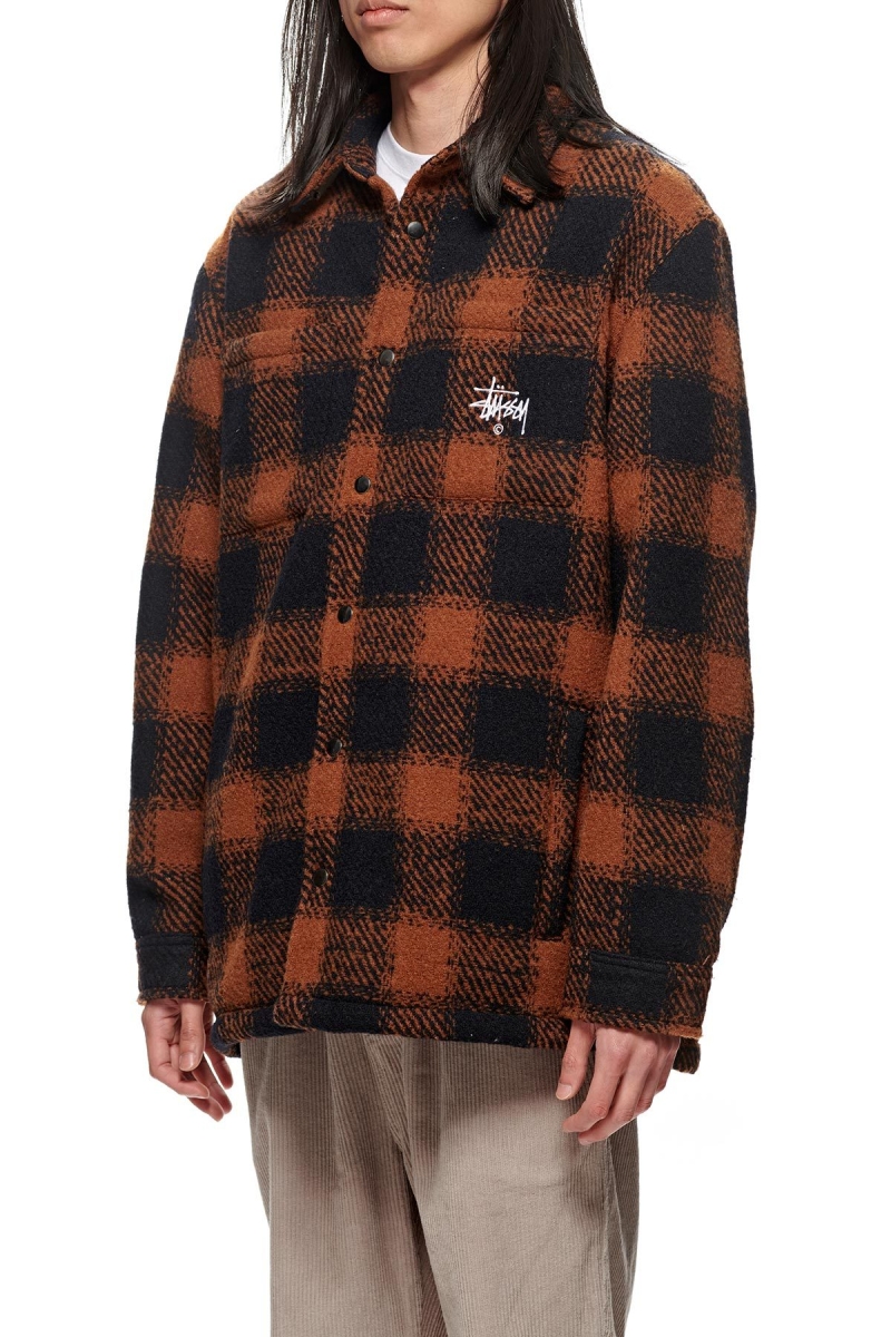 Brown Stussy Kyneton Check Overshirt Men's Jackets | TWX-367580