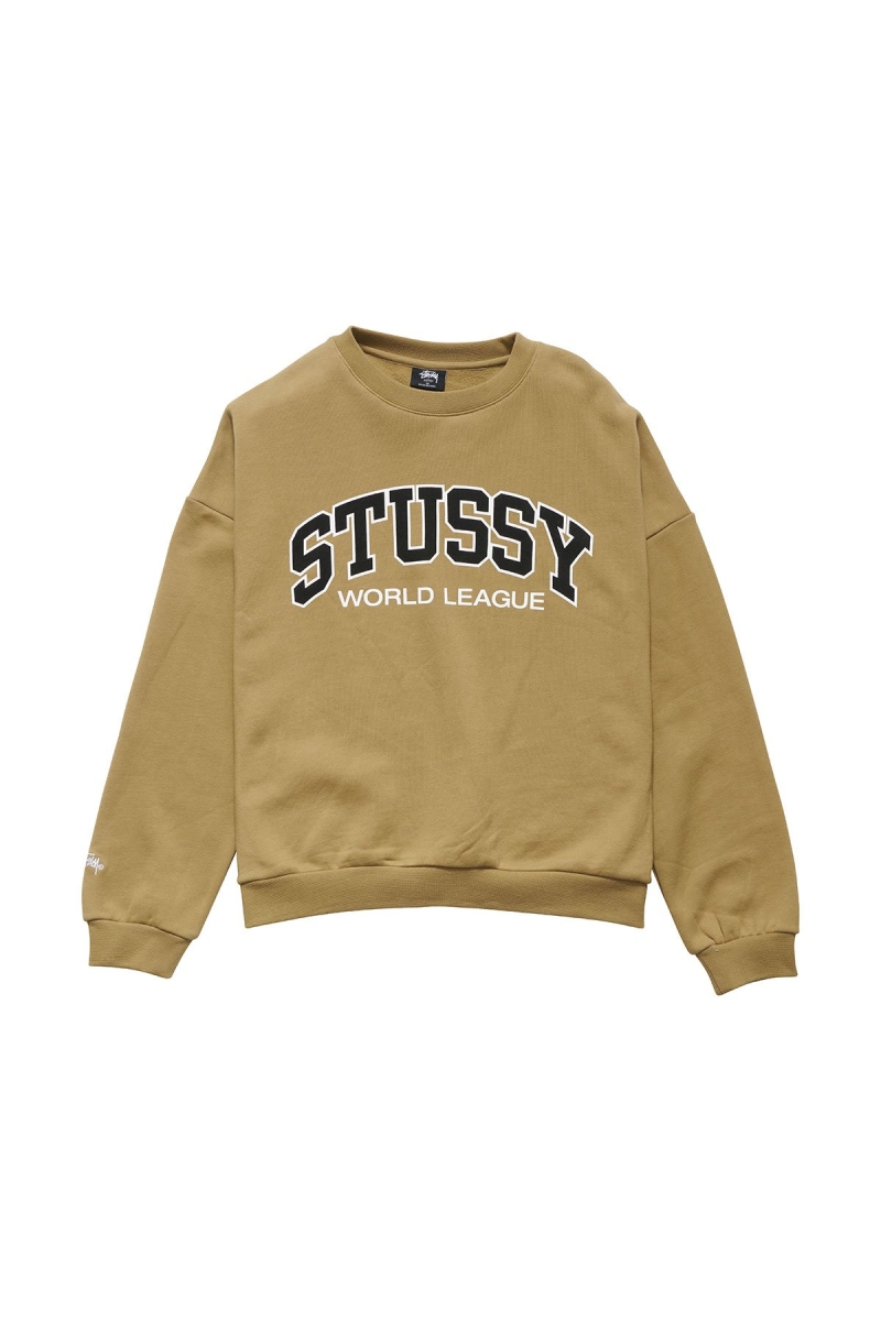 Brown Stussy World League OS Crew Women\'s Sweaters | MFO-693187