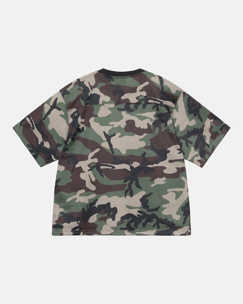 Camo Stussy 4X4 Mesh Football Jersey Men's T Shirts | MCQ-071635