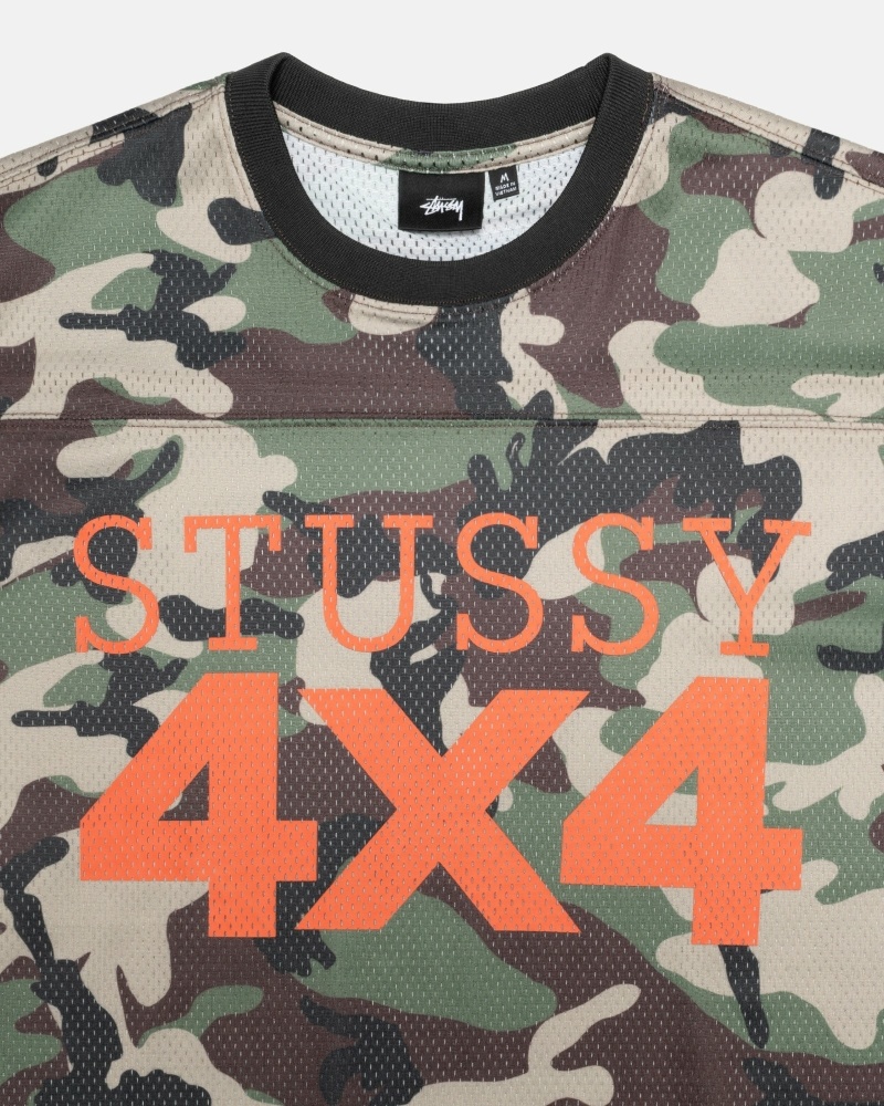 Camo Stussy 4X4 Mesh Football Jersey Men's T Shirts | MCQ-071635