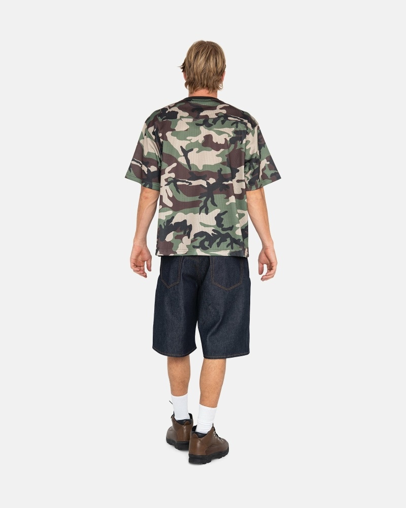 Camo Stussy 4X4 Mesh Football Jersey Men's T Shirts | MCQ-071635