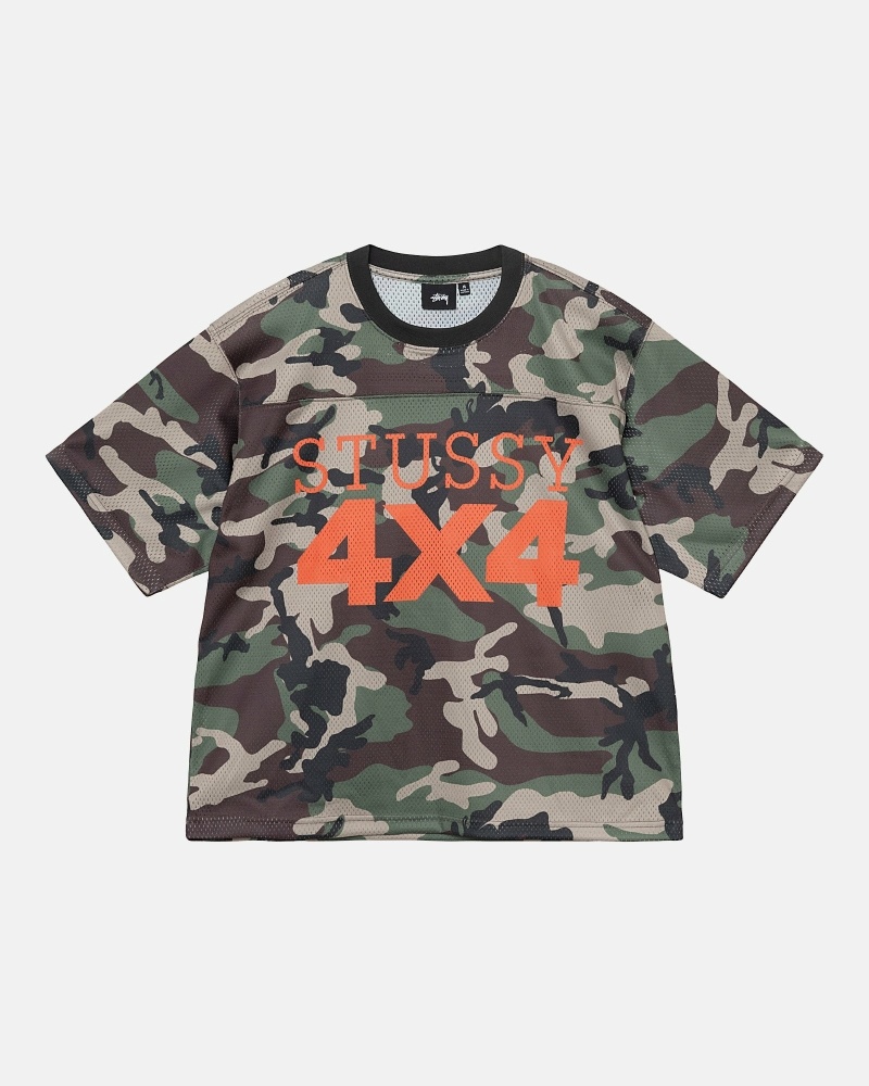 Camo Stussy 4X4 Mesh Football Jersey Men\'s T Shirts | MCQ-071635