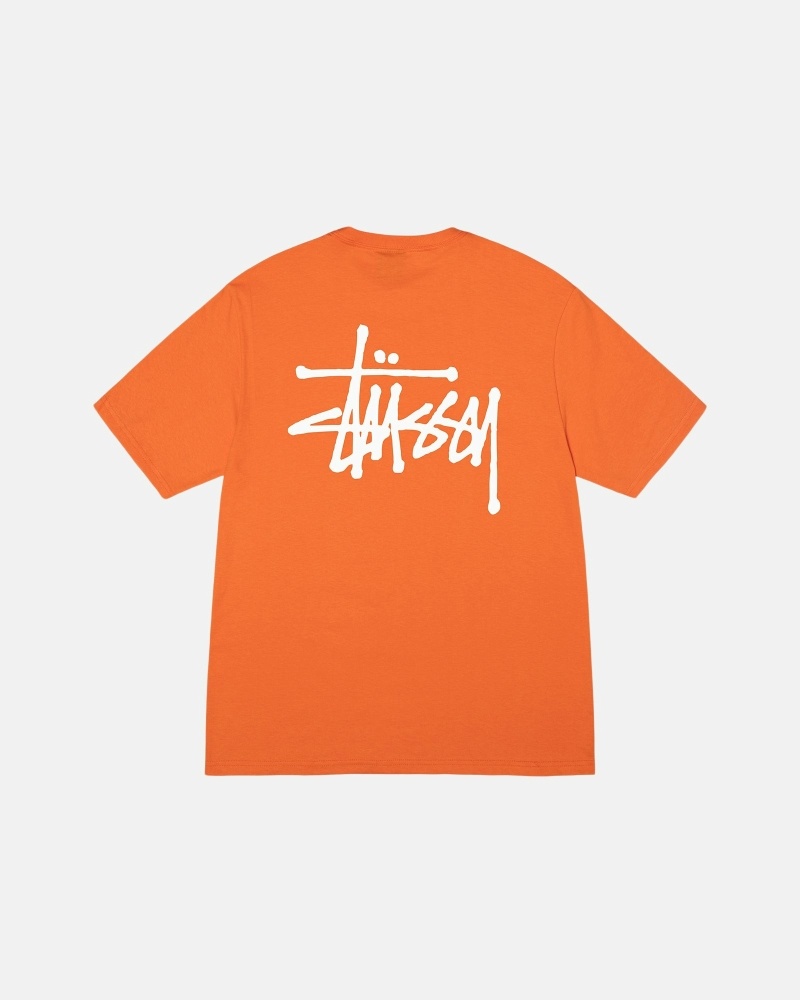 Coral Stussy Basic Men\'s T Shirts | GFS-071348