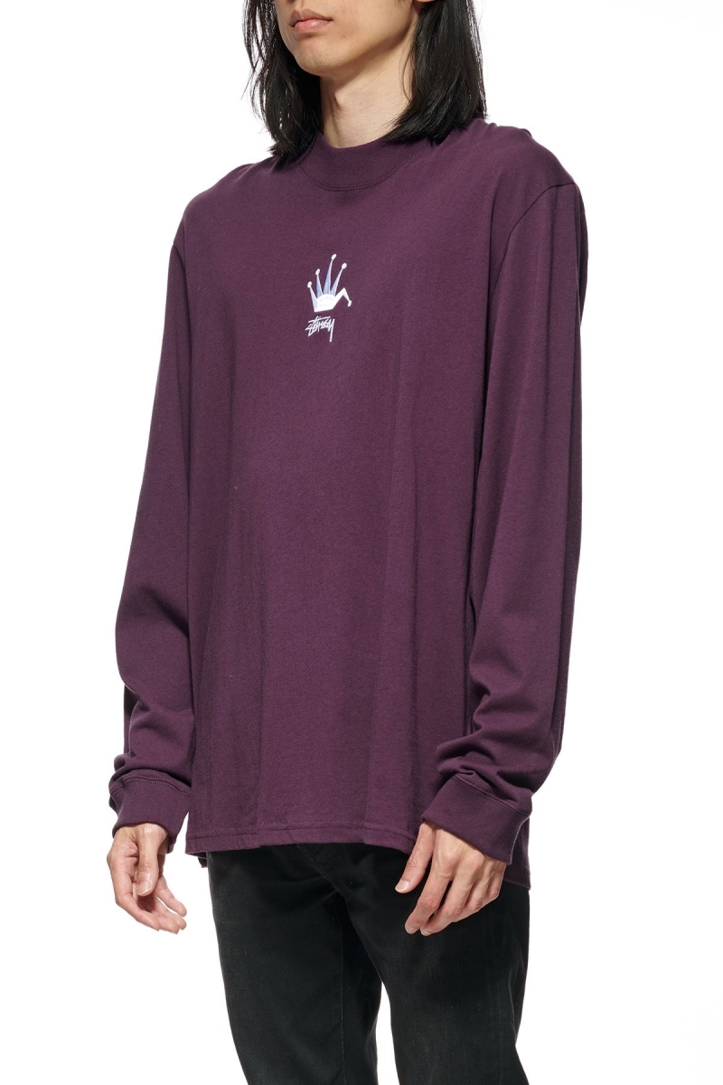 Dark Purple Stussy Crown Men's Sweatshirts | EBQ-079165