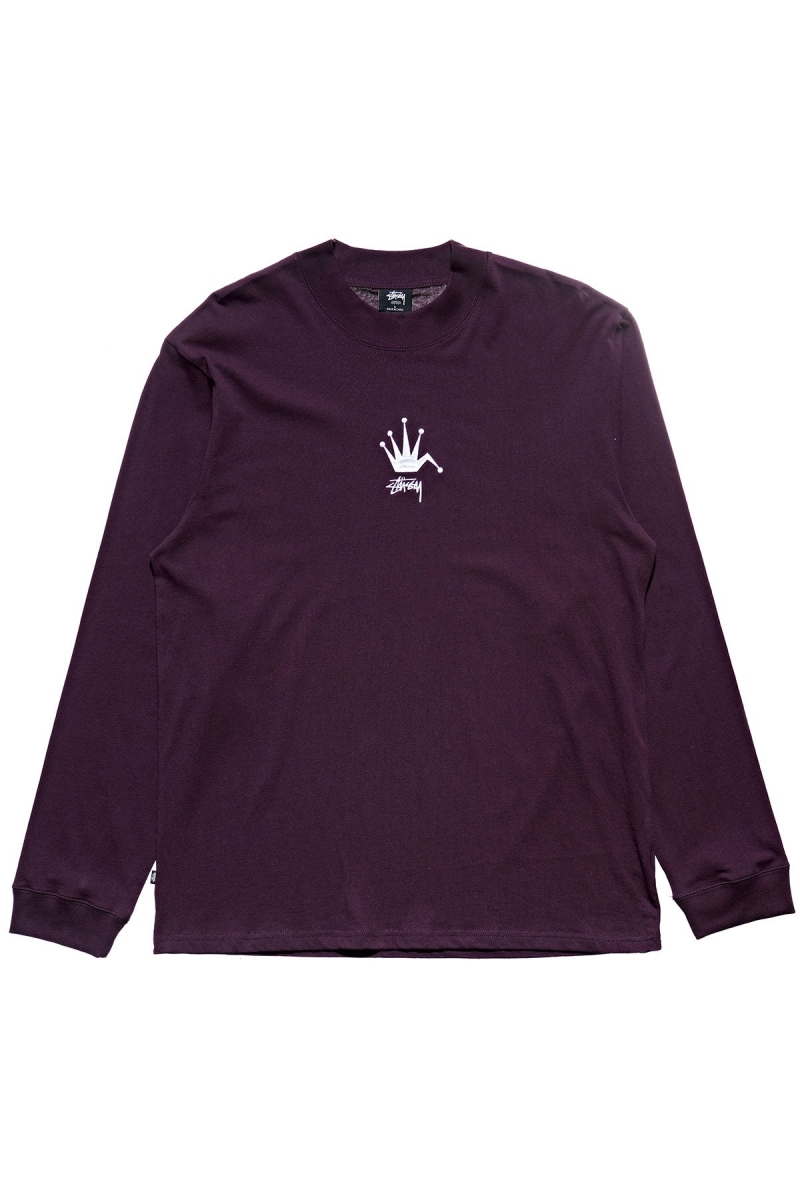 Dark Purple Stussy Crown Men\'s Sweatshirts | EBQ-079165