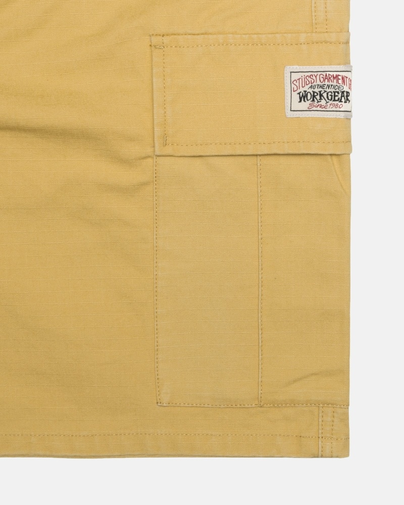 Dark Yellow Stussy Ripstop Cargo Men's Shorts | FLV-764329