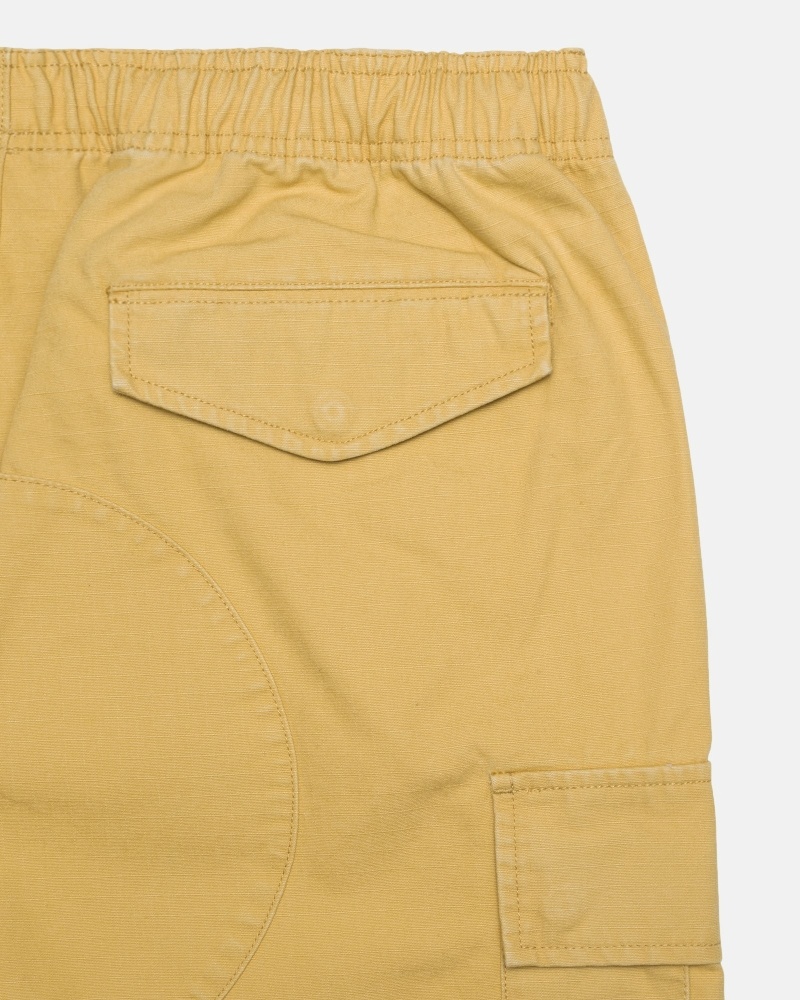 Dark Yellow Stussy Ripstop Cargo Men's Shorts | FLV-764329