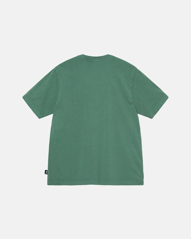 Deep Green Stussy Heavyweight Pigment Dyed Crew Men's T Shirts | RFK-215847