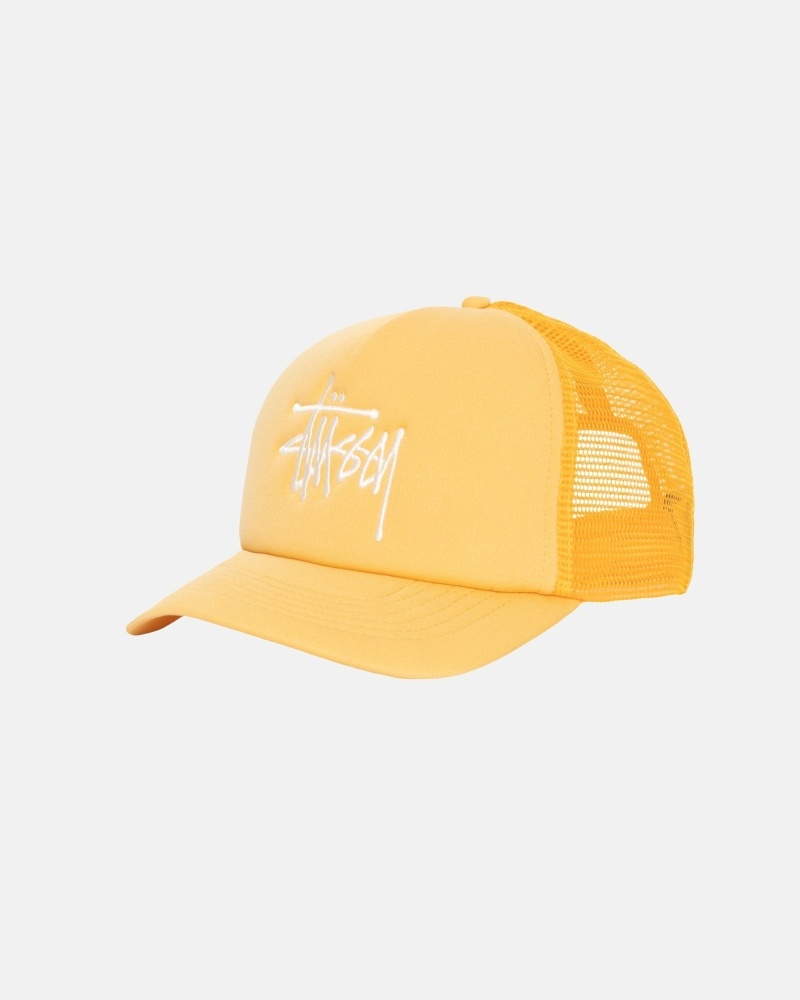 Gold Stussy Big Basic Trucker Men's Caps | GRB-582301