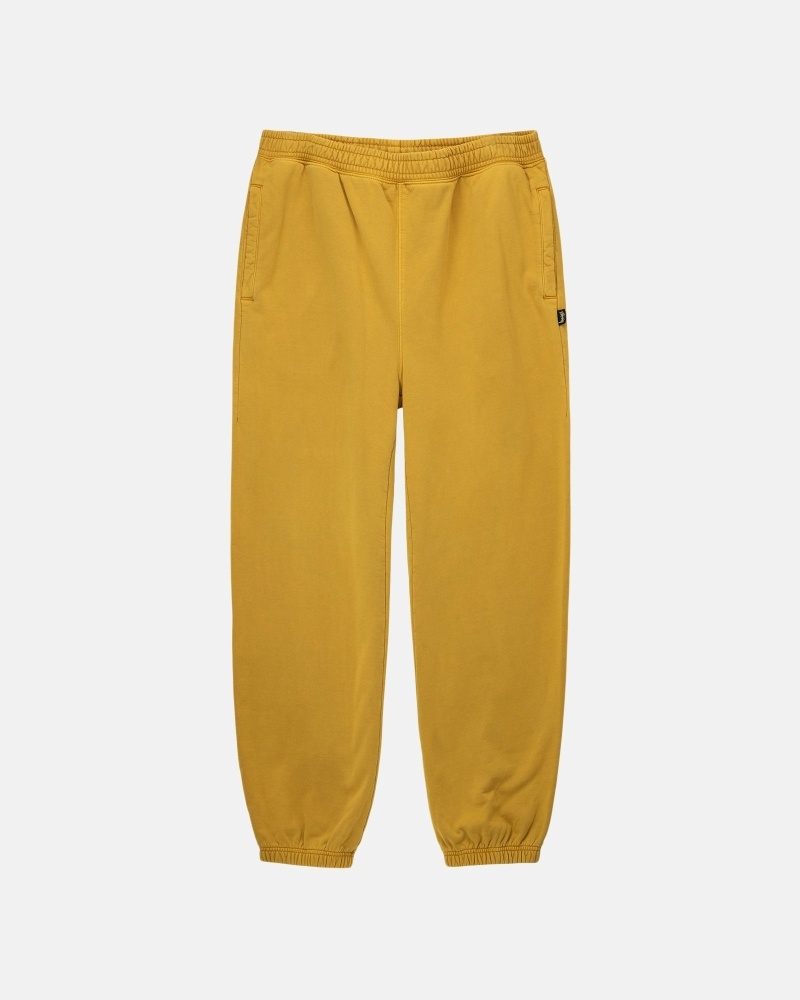 Gold Stussy Pigment Dyed Men\'s Fleece Pants | AUQ-270964