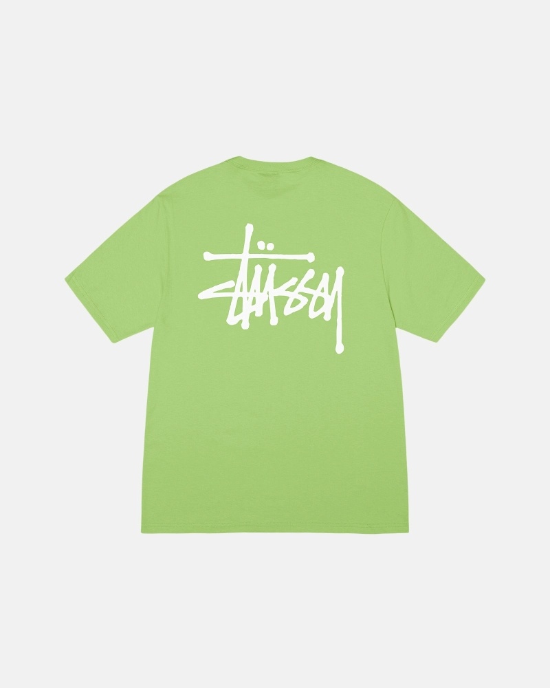 Green Stussy Basic Men\'s T Shirts | HVS-096281