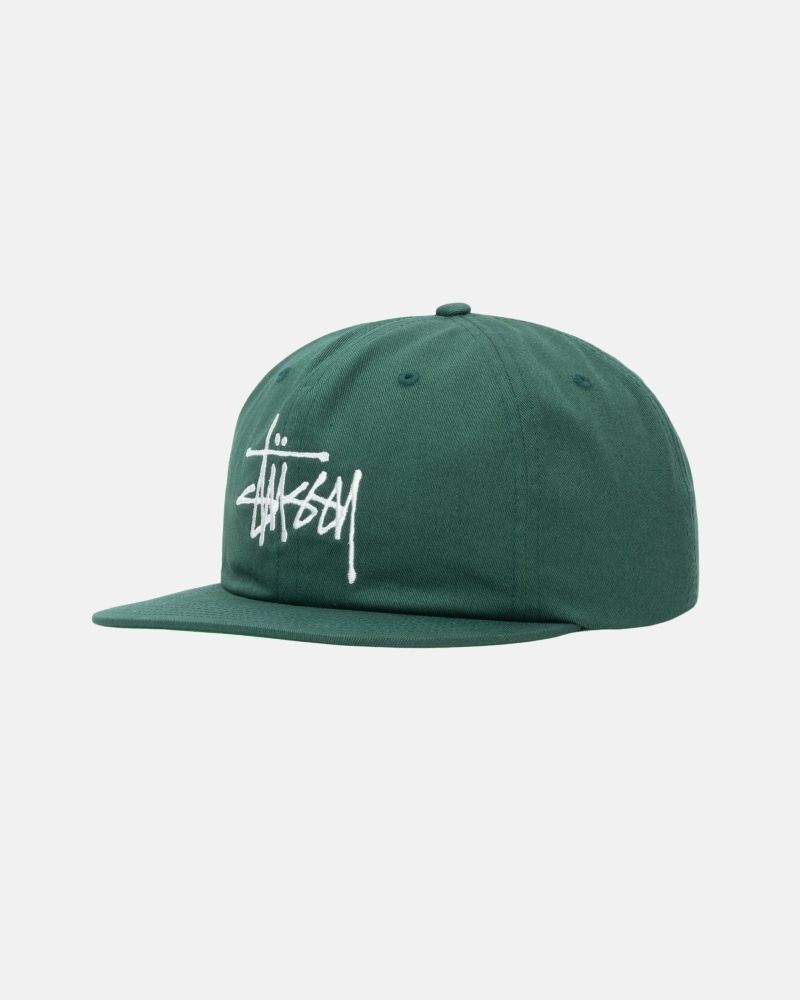 Green Stussy Basic Strapback Men's Caps | ENW-245017