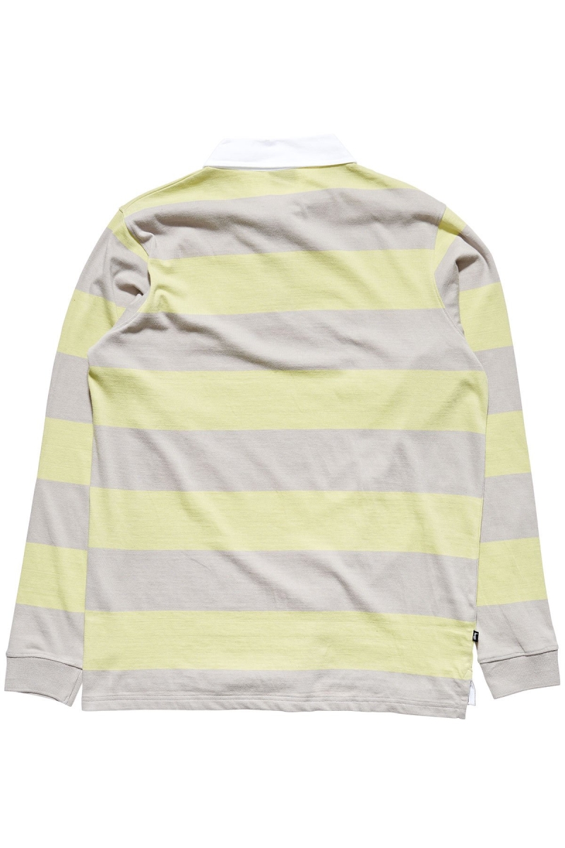 Green Stussy Block Stripe LS Rugby Men's Sweatshirts | OGW-240635