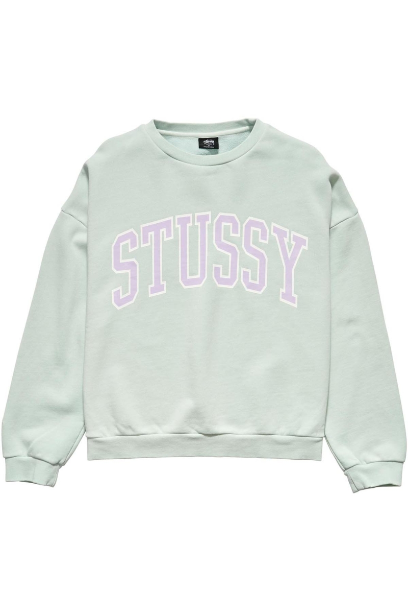 Green Stussy Campus OS Crew Women\'s Sweaters | XVP-187095