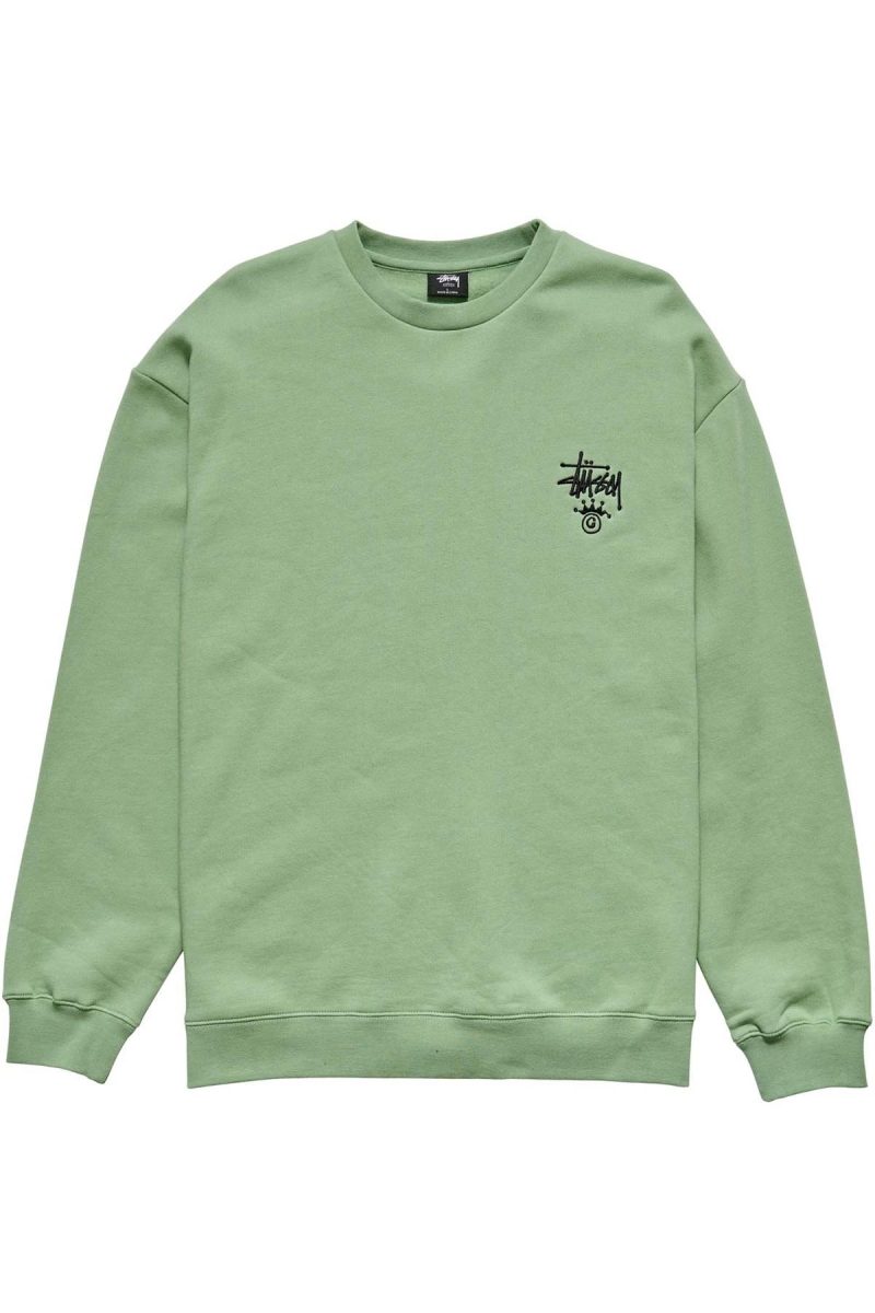 Green Stussy Copyright Crown Crew Men\'s Sweaters | KCH-167594