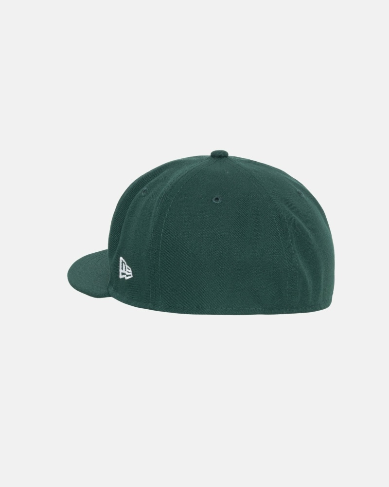 Green Stussy Curly S 59Fifty New Era Men's Caps | YOU-847316