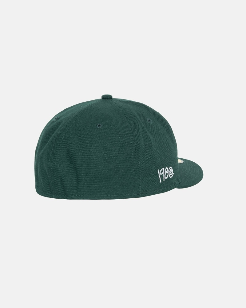 Green Stussy Curly S 59Fifty New Era Men's Caps | YOU-847316