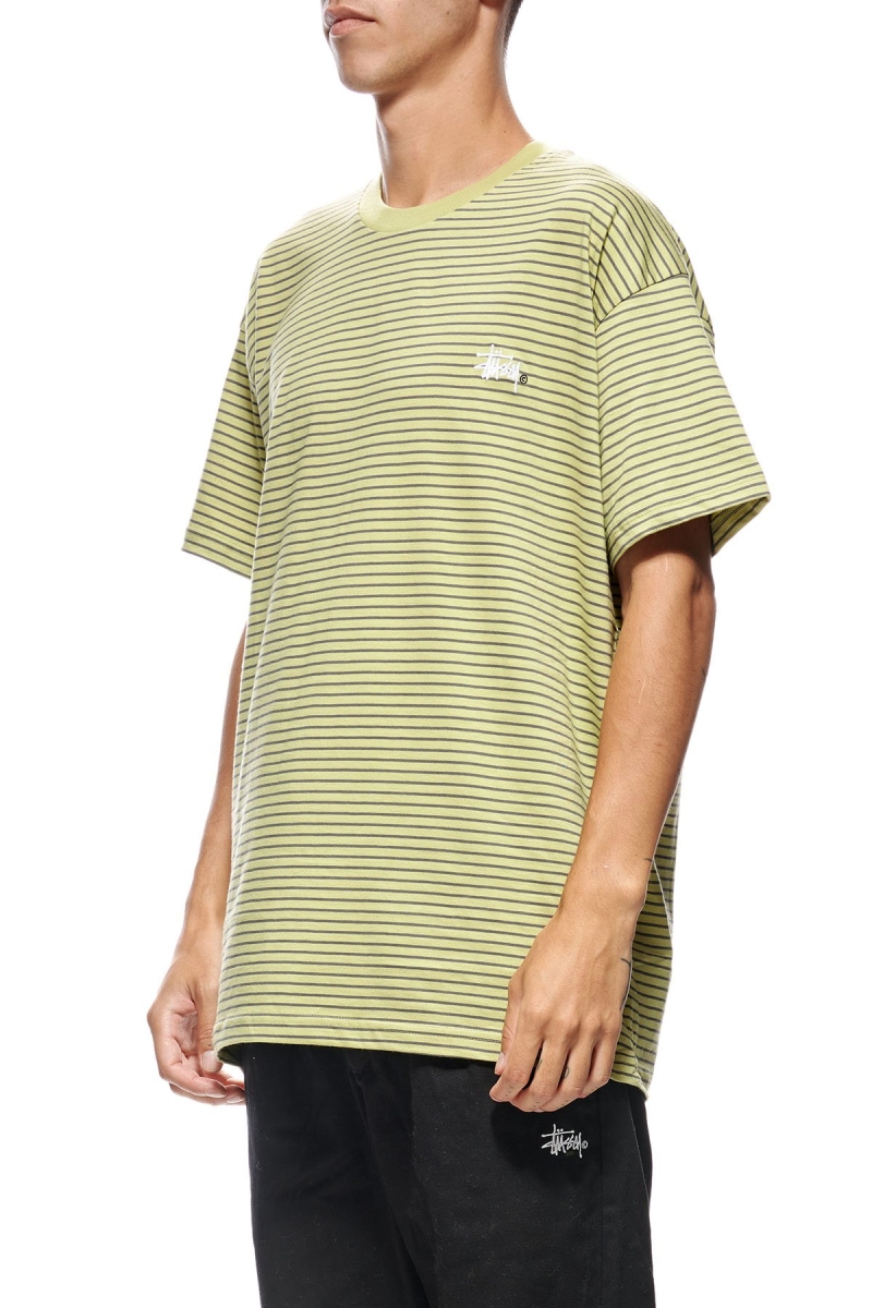 Green Stussy Emerald Stripe SS Men's T Shirts | PLA-735082