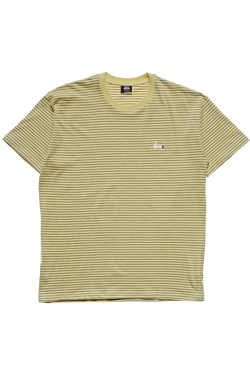 Green Stussy Emerald Stripe SS Men\'s T Shirts | PLA-735082