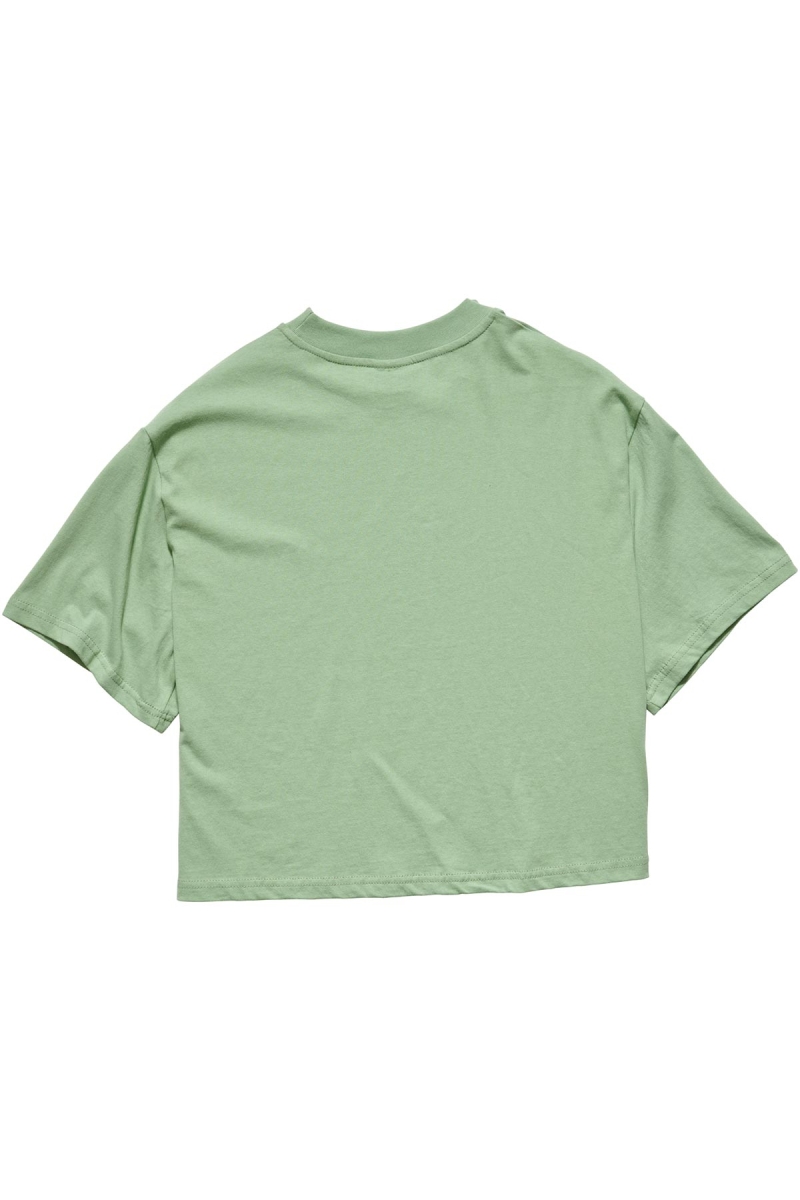 Green Stussy Graffiti Boxy Women's T Shirts | KGW-389154