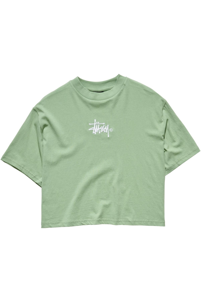 Green Stussy Graffiti Boxy Women\'s T Shirts | KGW-389154