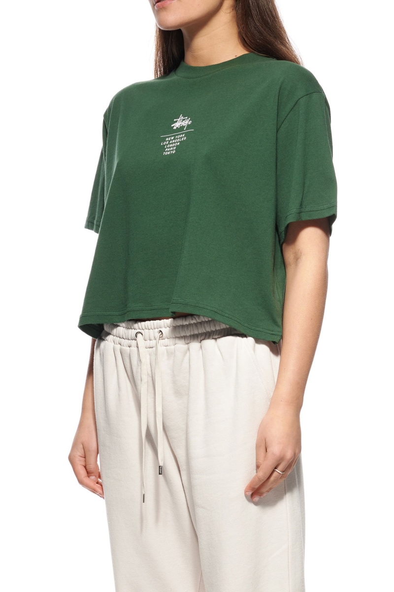 Green Stussy Graffiti Boxy Women's T Shirts | ZWP-948153