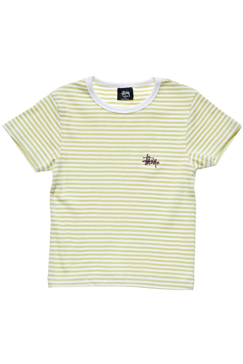 Green Stussy Hyde Stripe Rib Women\'s T Shirts | XSN-537684