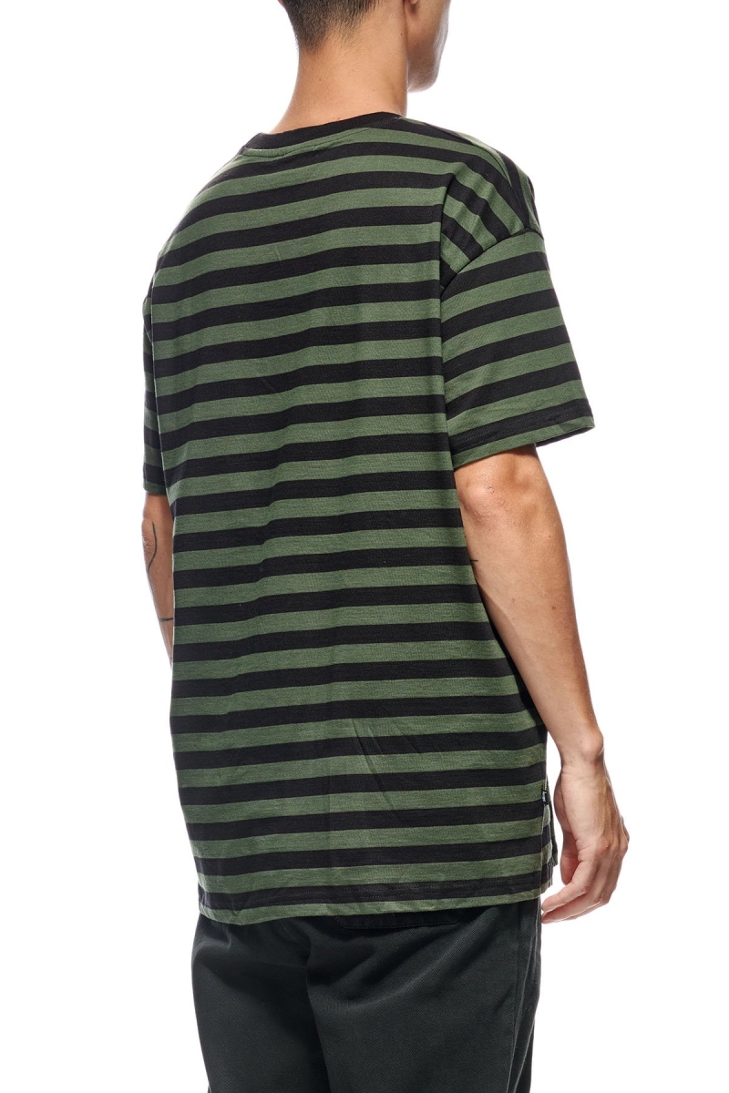 Green Stussy International Stripe SS Men's T Shirts | OGQ-973246