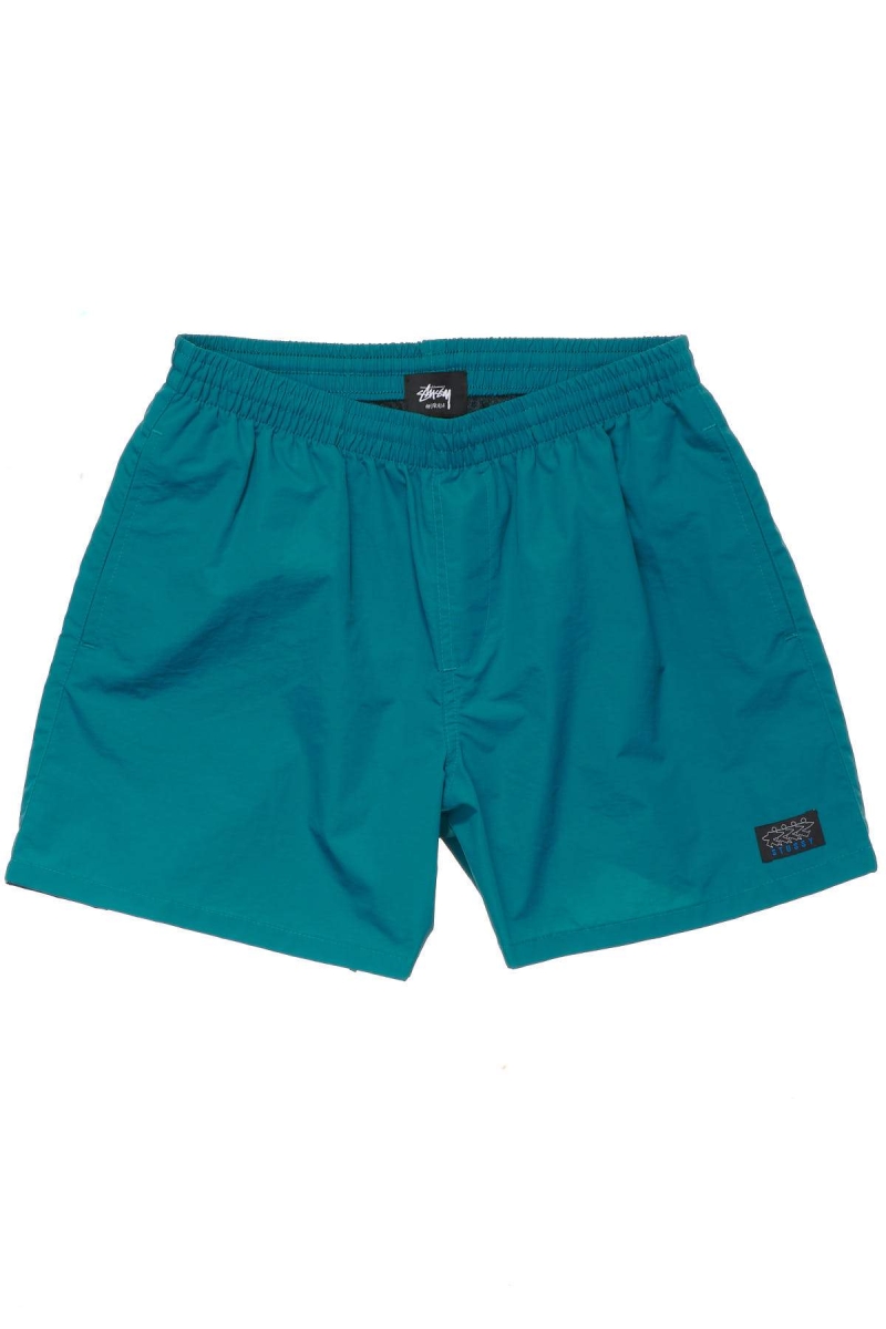 Green Stussy Nylon Big Beach Men\'s Shorts | SWH-503628