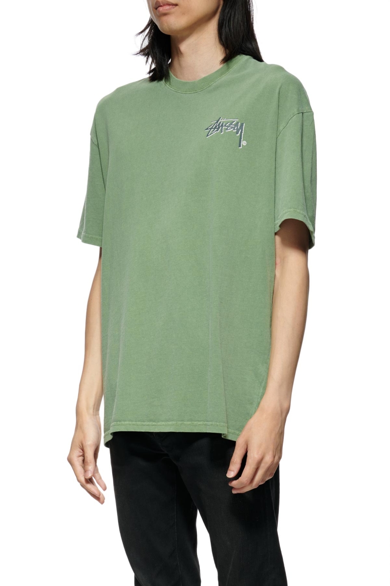 Green Stussy Shadow Stock SS Men's T Shirts | XEA-840219