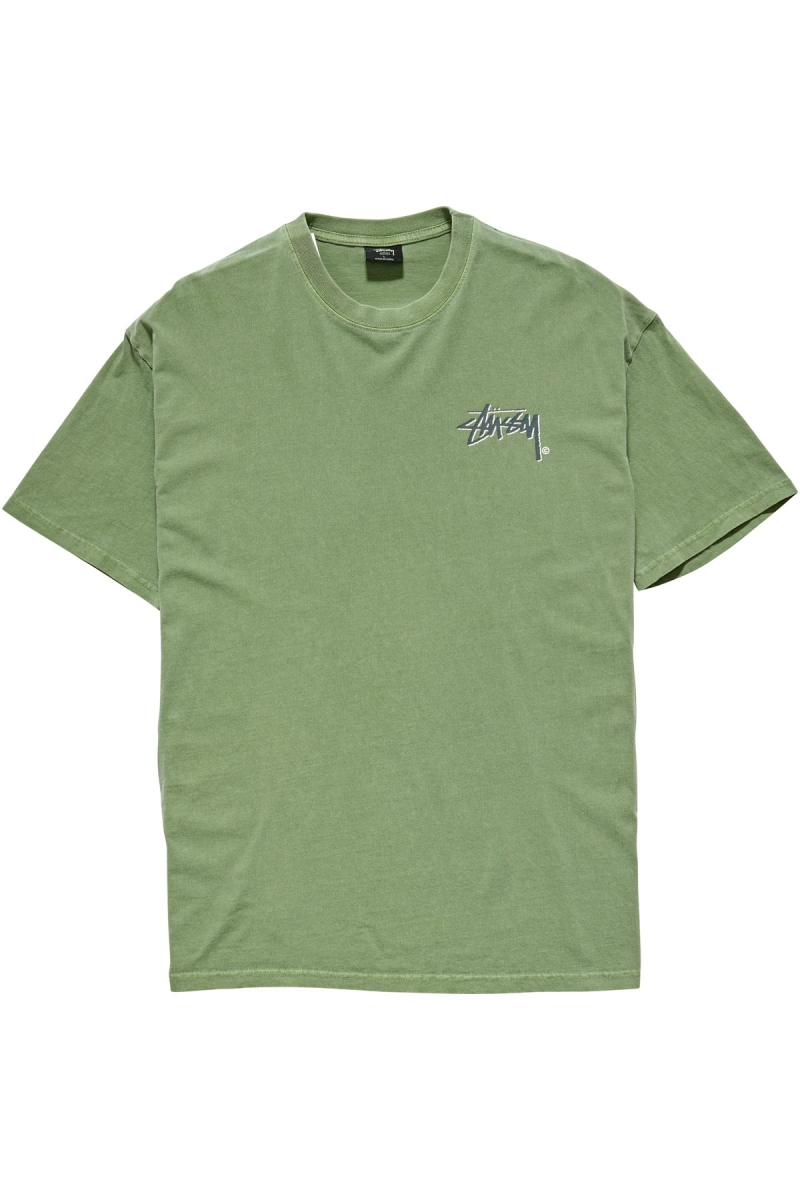 Green Stussy Shadow Stock SS Men\'s T Shirts | XEA-840219