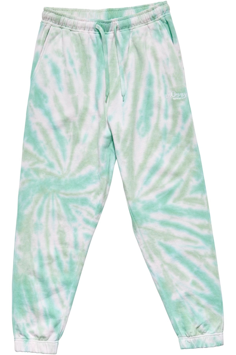 Green Stussy Warped Tie Dye Women\'s Track Pants | FQS-412358