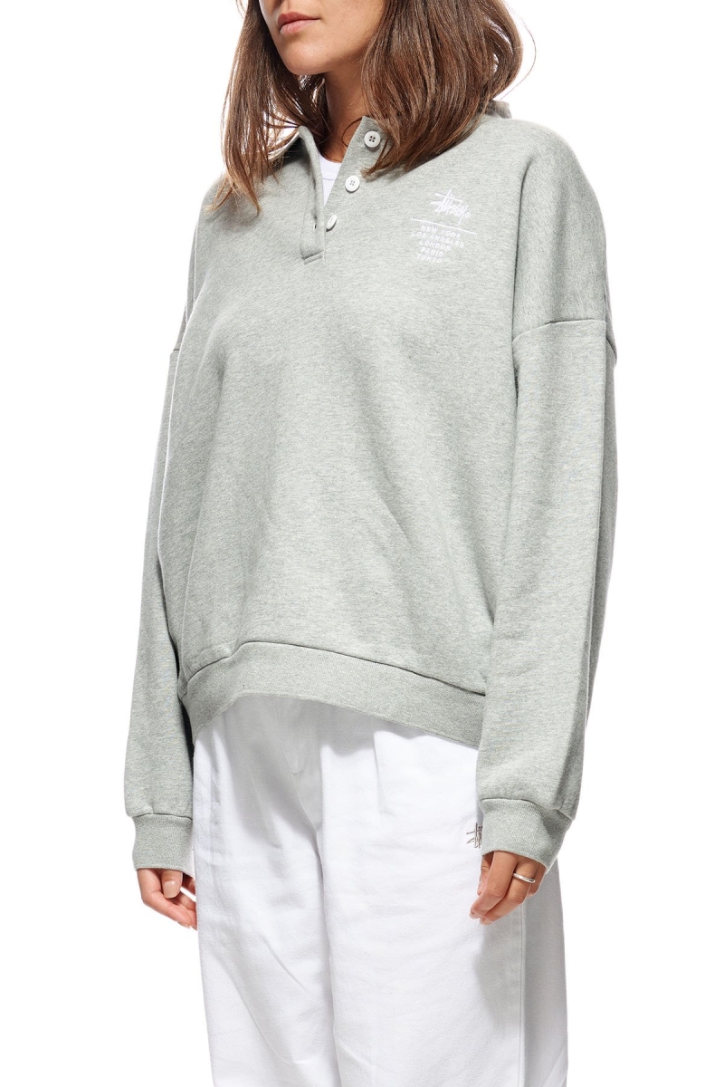 Grey Stussy Graffiti OS Fleece Polo Women's Sweaters | BOE-475639