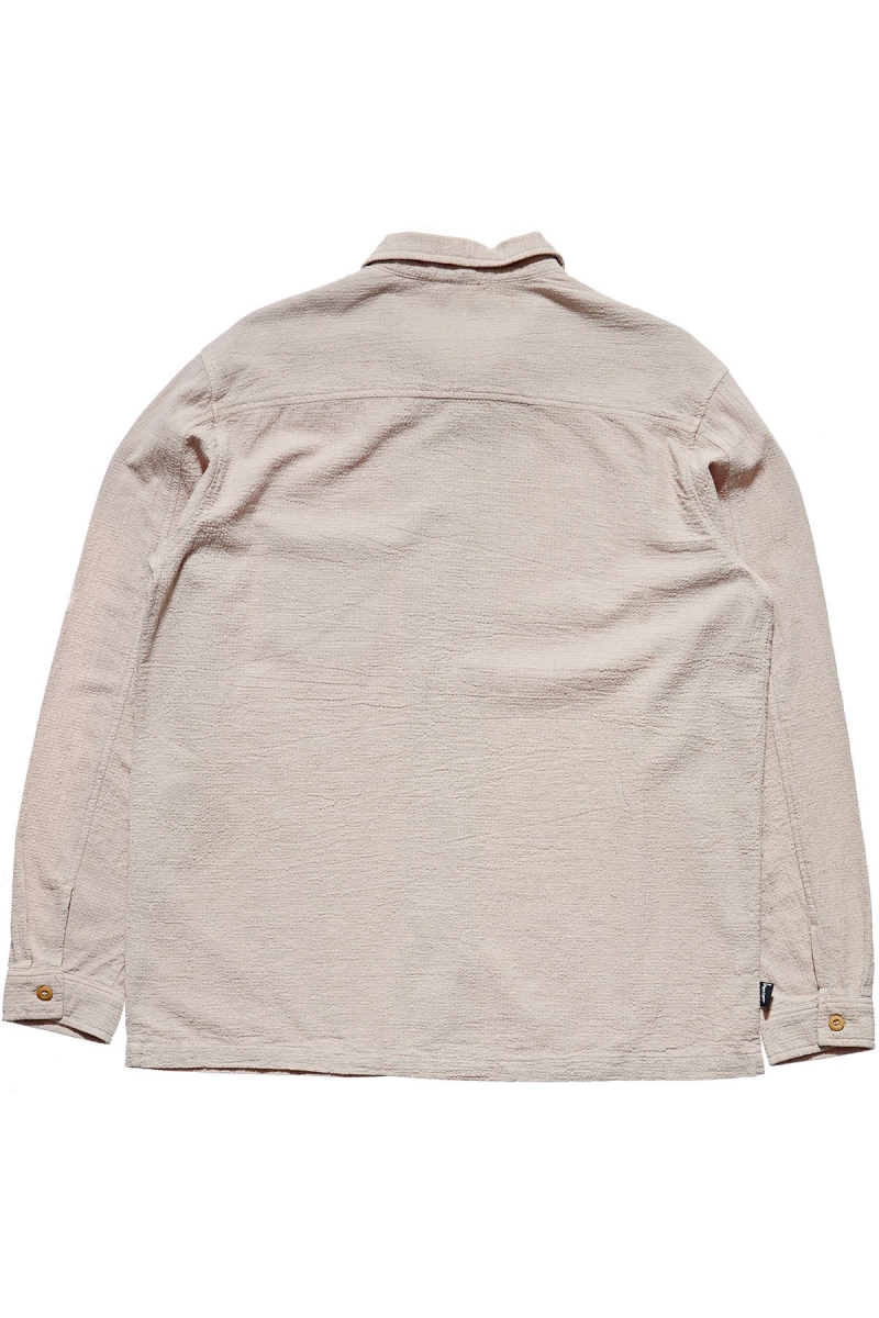 Grey Stussy Grid Seersucker LS Men's Shirts | XJS-620538