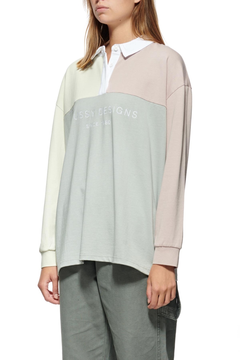 Grey Stussy Hazel Panelled Rugby Women's Sweatshirts | GJT-093258