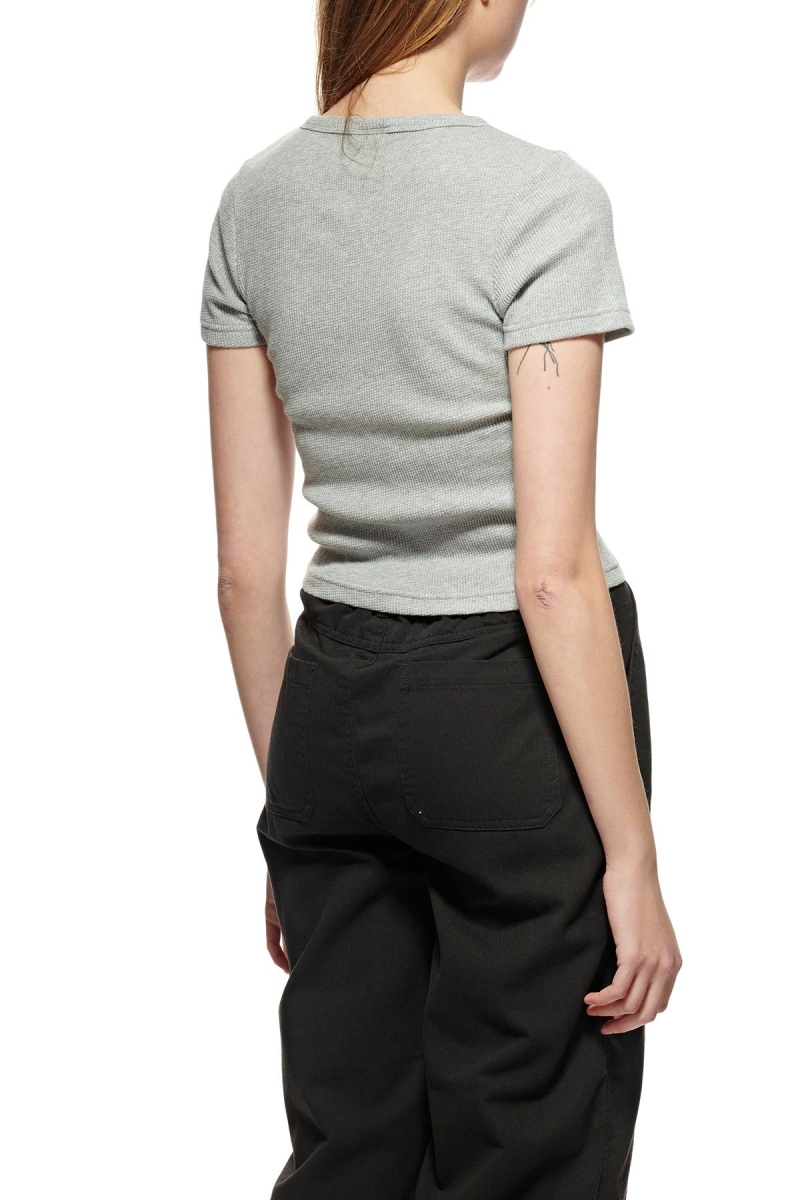 Grey Stussy Hudson Waffle Women's T Shirts | XUP-236470