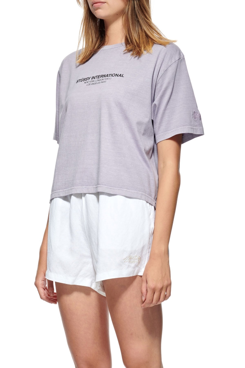 Grey Stussy Text Waisted OS Tee Women's Sportswear | TIR-028914