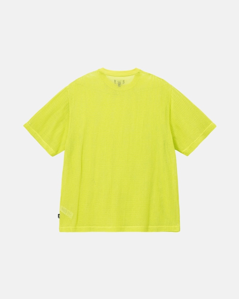 Light Green Stussy Cotton Mesh Ss Crew Men's T Shirts | KGY-641398