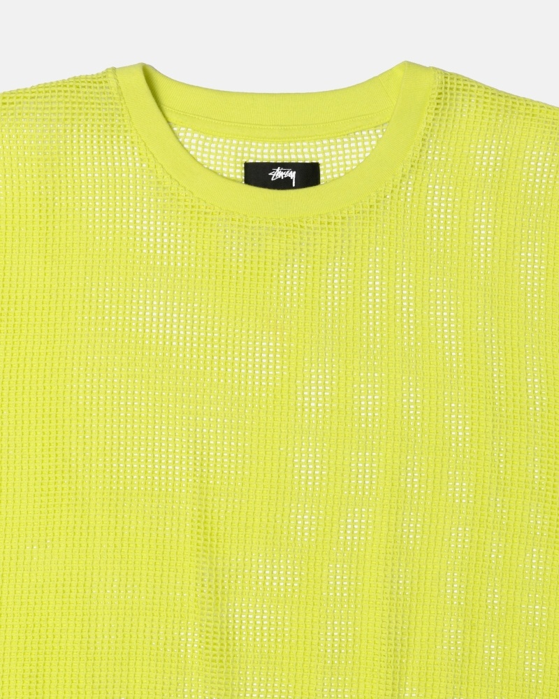 Light Green Stussy Cotton Mesh Ss Crew Men's T Shirts | KGY-641398