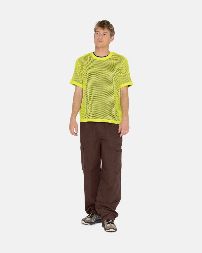 Light Green Stussy Cotton Mesh Ss Crew Men's T Shirts | KGY-641398