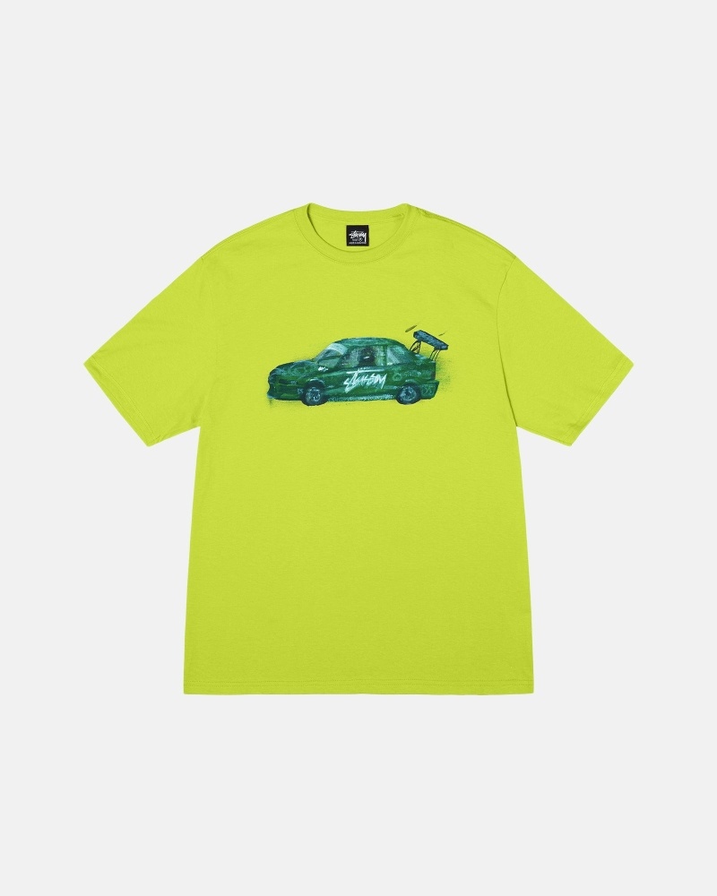 Light Green Stussy Racecar Men\'s T Shirts | IRX-431820
