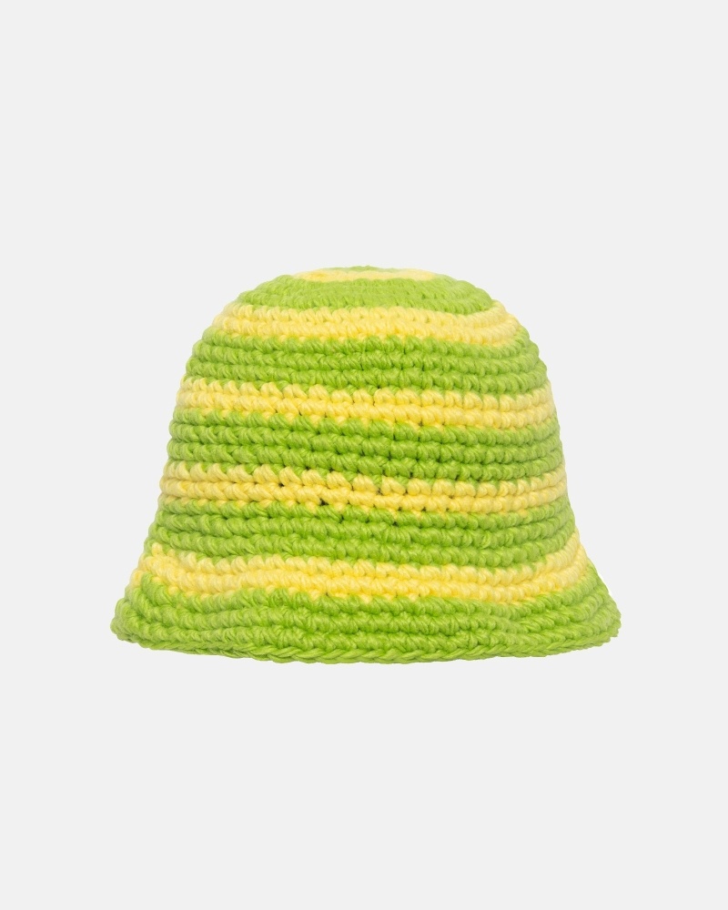 Light Green Stussy Swirl Knit Men's Bucket Hats | EFG-579126