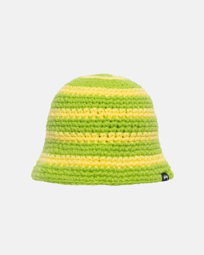 Light Green Stussy Swirl Knit Men\'s Bucket Hats | EFG-579126